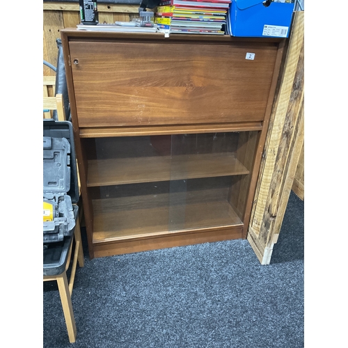 2 - Teak display cabinet with key