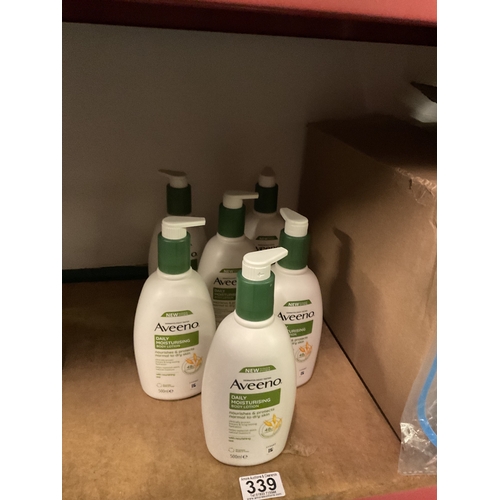 339 - 5 Bottles aveeno moisturiser