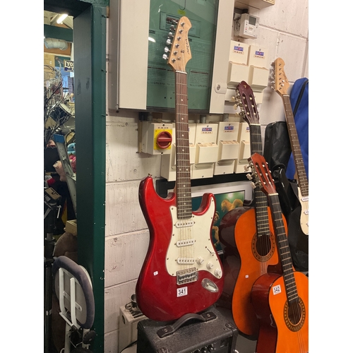 341 - Red Ariastg electric guitar & amp