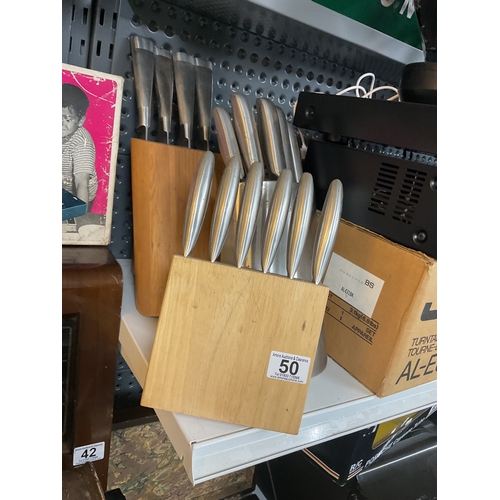 50 - 3 Sets of kitchen block knives