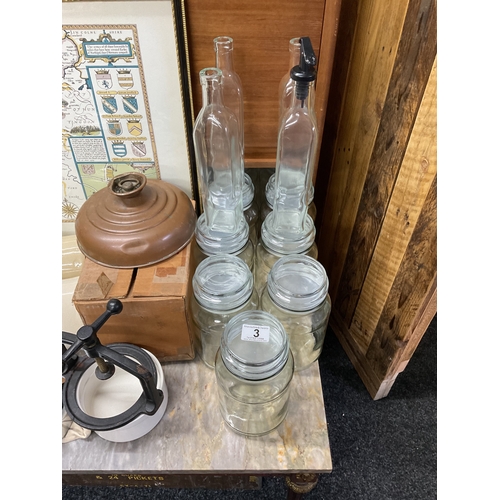 3 - Assorted kilner style jars