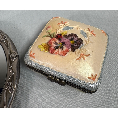 1 - Vintage Style Silver-Tone Vanity Set with Butterfly Repoussé Detail  Elegant four-piece set includin... 