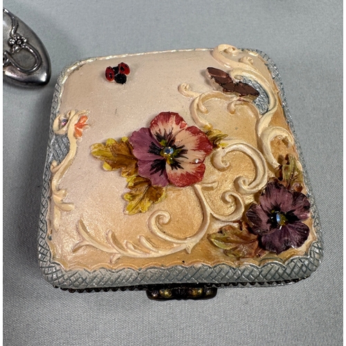 1 - Vintage Style Silver-Tone Vanity Set with Butterfly Repoussé Detail  Elegant four-piece set includin... 