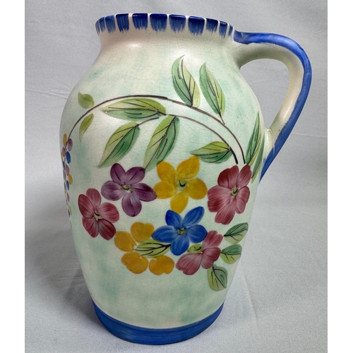2 - Beswick Art Deco Style Floral Jug Vase 1980s England  Hand-painted floral jug with pastel glaze and ... 