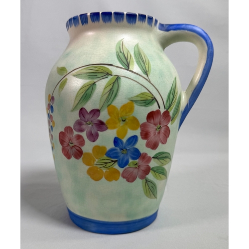 2 - Beswick Art Deco Style Floral Jug Vase 1980s England  Hand-painted floral jug with pastel glaze and ... 