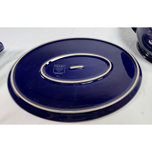 11 - Denby Baroque Blue Stoneware Serving Set Tureen Lid Platter & Dish  Handcrafted Denby set. Good cond... 