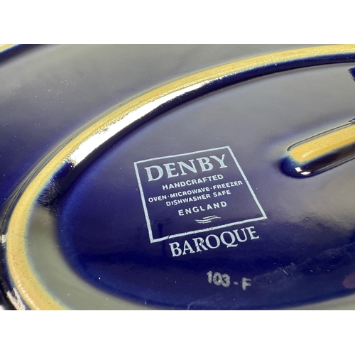11 - Denby Baroque Blue Stoneware Serving Set Tureen Lid Platter & Dish  Handcrafted Denby set. Good cond... 