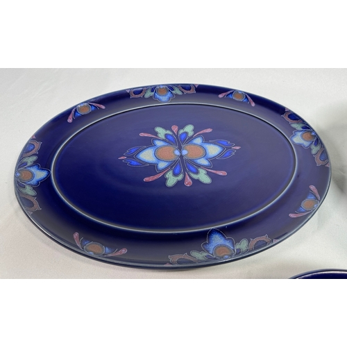 11 - Denby Baroque Blue Stoneware Serving Set Tureen Lid Platter & Dish  Handcrafted Denby set. Good cond... 