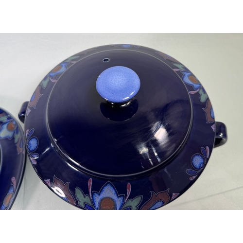 11 - Denby Baroque Blue Stoneware Serving Set Tureen Lid Platter & Dish  Handcrafted Denby set. Good cond... 