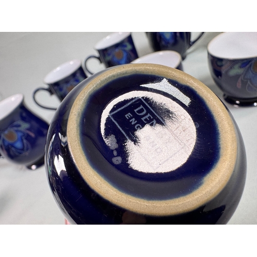 12 - Denby Baroque England Blue Floral Stoneware Coffee & Tea Set inc. Mugs & Cruet  Mixed selection; mug... 