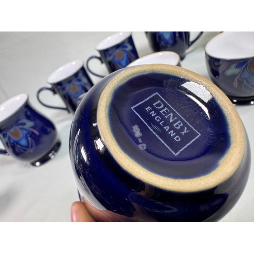 12 - Denby Baroque England Blue Floral Stoneware Coffee & Tea Set inc. Mugs & Cruet  Mixed selection; mug... 