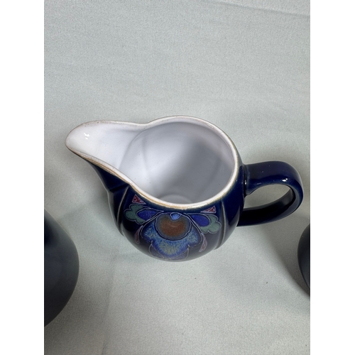 12 - Denby Baroque England Blue Floral Stoneware Coffee & Tea Set inc. Mugs & Cruet  Mixed selection; mug... 