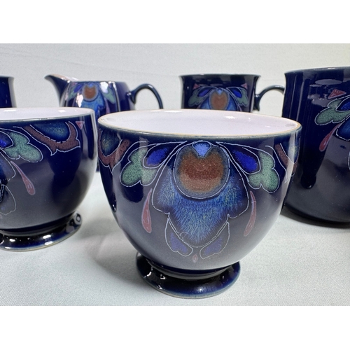 12 - Denby Baroque England Blue Floral Stoneware Coffee & Tea Set inc. Mugs & Cruet  Mixed selection; mug... 