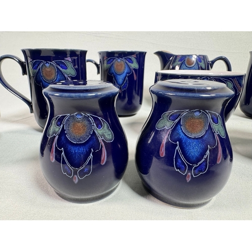 12 - Denby Baroque England Blue Floral Stoneware Coffee & Tea Set inc. Mugs & Cruet  Mixed selection; mug... 