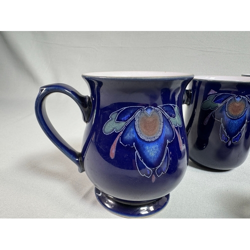12 - Denby Baroque England Blue Floral Stoneware Coffee & Tea Set inc. Mugs & Cruet  Mixed selection; mug... 
