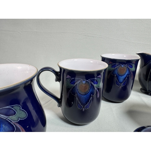 12 - Denby Baroque England Blue Floral Stoneware Coffee & Tea Set inc. Mugs & Cruet  Mixed selection; mug... 