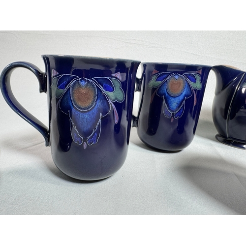 12 - Denby Baroque England Blue Floral Stoneware Coffee & Tea Set inc. Mugs & Cruet  Mixed selection; mug... 