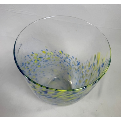 16 - Hand‑Made Polish Art Glass Vase Blue & Green Speckled Large Modern  Contemporary blown glass. Good c... 