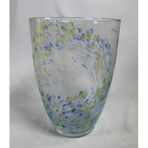 16 - Hand‑Made Polish Art Glass Vase Blue & Green Speckled Large Modern  Contemporary blown glass. Good c... 
