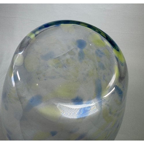 16 - Hand‑Made Polish Art Glass Vase Blue & Green Speckled Large Modern  Contemporary blown glass. Good c... 