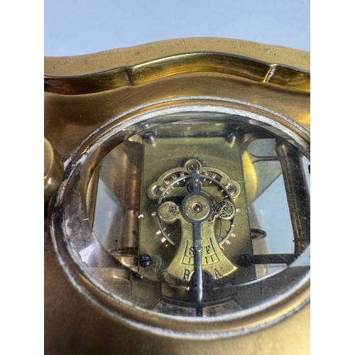 21 - S F French Brass Carriage Clock Platform Escapement Gorge Case with Key  Glass panels, visible escap... 