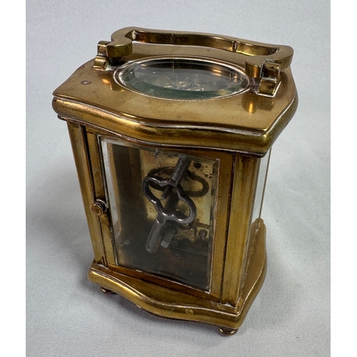 21 - S F French Brass Carriage Clock Platform Escapement Gorge Case with Key  Glass panels, visible escap... 
