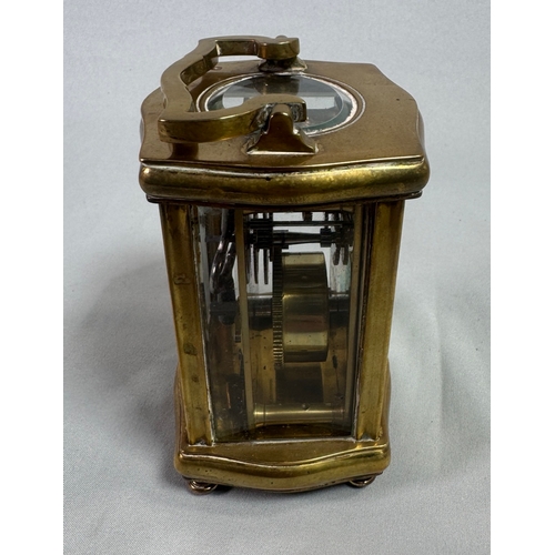 21 - S F French Brass Carriage Clock Platform Escapement Gorge Case with Key  Glass panels, visible escap... 