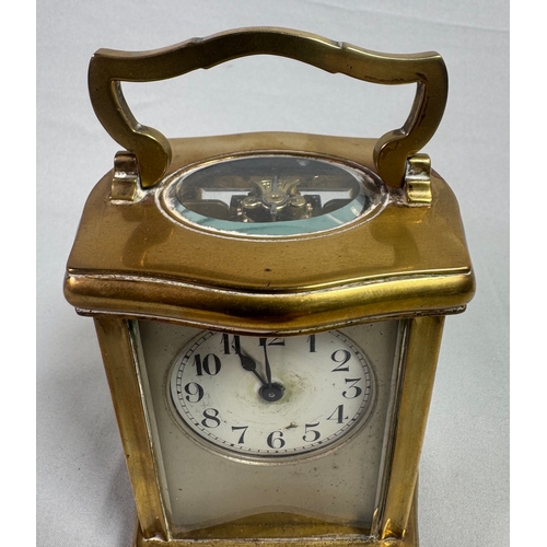 21 - S F French Brass Carriage Clock Platform Escapement Gorge Case with Key  Glass panels, visible escap... 