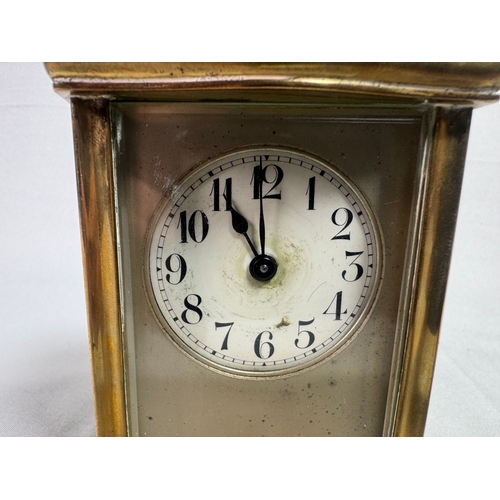 21 - S F French Brass Carriage Clock Platform Escapement Gorge Case with Key  Glass panels, visible escap... 