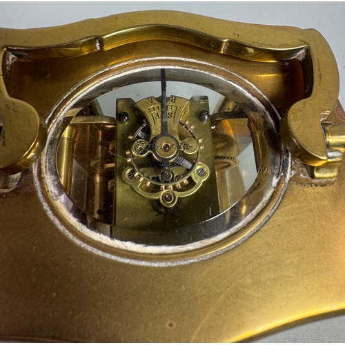 21 - S F French Brass Carriage Clock Platform Escapement Gorge Case with Key  Glass panels, visible escap... 