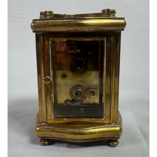 21 - S F French Brass Carriage Clock Platform Escapement Gorge Case with Key  Glass panels, visible escap... 