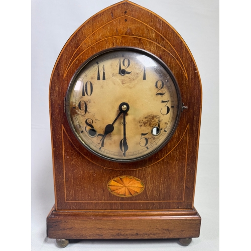 22 - Mixed Mantel Clock Lot inc. Edwardian Case, Wedgwood Clio & Quartz Desk Clock  Three clocks; mixed c... 