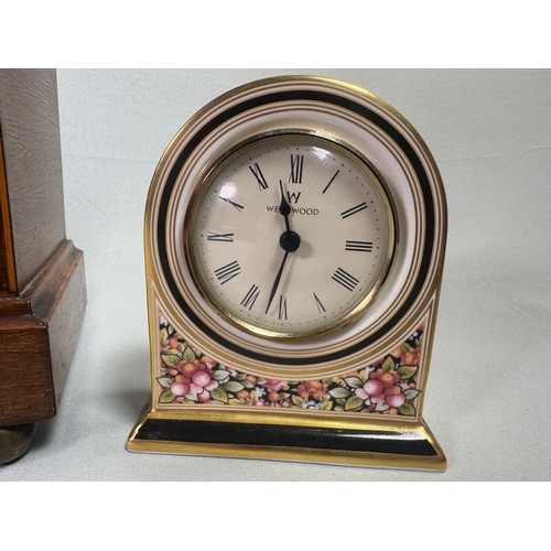22 - Mixed Mantel Clock Lot inc. Edwardian Case, Wedgwood Clio & Quartz Desk Clock  Three clocks; mixed c... 
