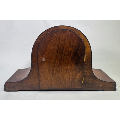 23 - Ingersoll Oak Cased Westminster Chime Mantel Clock Key Wind  Classic arched case, silvered dial. Fai... 