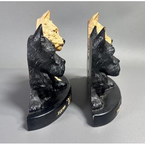 118 - Pair Black & White Scotch Whisky Scottie Dog Bookends/Figures, Shipping Available. Light wear, paint... 