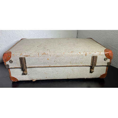 200 - Vintage Luggage Trio – Royal Albert Laundry Windsor Box, Metal Trunk & Canvas Suitcase.

Lot include... 