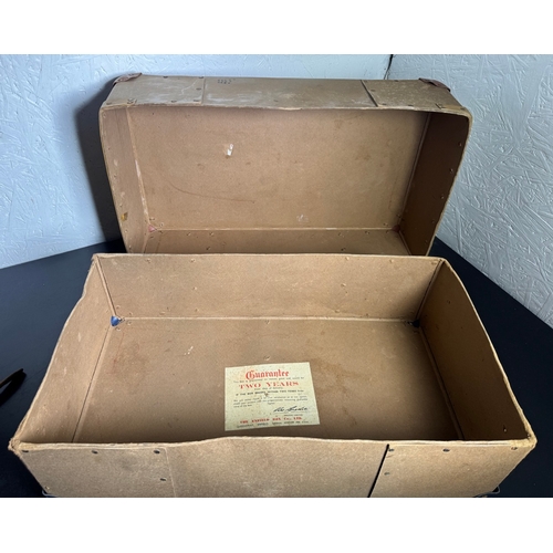 200 - Vintage Luggage Trio – Royal Albert Laundry Windsor Box, Metal Trunk & Canvas Suitcase.

Lot include... 