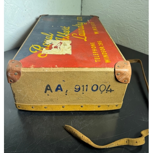 200 - Vintage Luggage Trio – Royal Albert Laundry Windsor Box, Metal Trunk & Canvas Suitcase.

Lot include... 