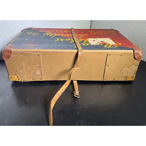 200 - Vintage Luggage Trio – Royal Albert Laundry Windsor Box, Metal Trunk & Canvas Suitcase.

Lot include... 