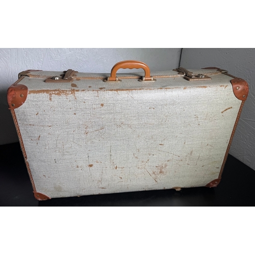 200 - Vintage Luggage Trio – Royal Albert Laundry Windsor Box, Metal Trunk & Canvas Suitcase.

Lot include... 