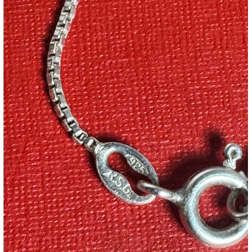 58 - Heavy Solid Silver Pendant Necklace & 3 Sterling Necklaces with Tiger’s Eye, Enamel Locket & Rose Ch... 