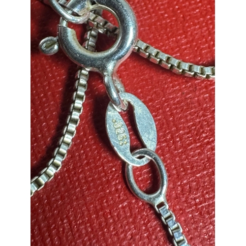 58 - Heavy Solid Silver Pendant Necklace & 3 Sterling Necklaces with Tiger’s Eye, Enamel Locket & Rose Ch... 