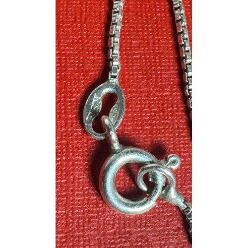 58 - Heavy Solid Silver Pendant Necklace & 3 Sterling Necklaces with Tiger’s Eye, Enamel Locket & Rose Ch... 