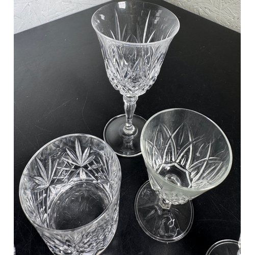279 - Large Collection of Mixed Cut Crystal Glassware – approx 22 pieces including champagne coupes, wine ... 