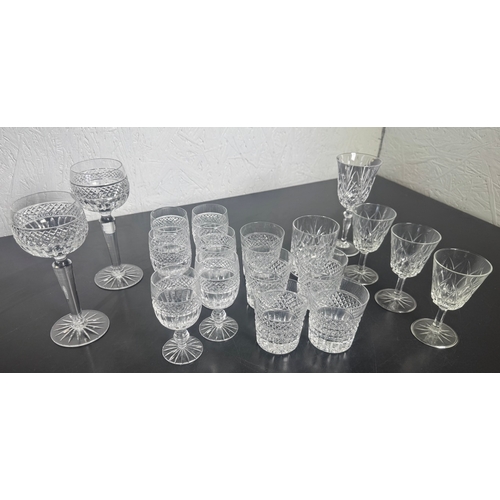 279 - Large Collection of Mixed Cut Crystal Glassware – approx 22 pieces including champagne coupes, wine ... 