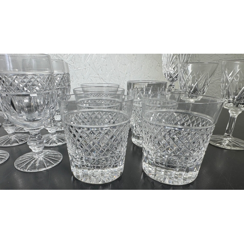 279 - Large Collection of Mixed Cut Crystal Glassware – approx 22 pieces including champagne coupes, wine ... 