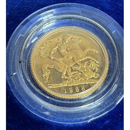 53 - 1988 Royal Mint Gold Proof Half-Sovereign – 22 Carat Gold – Boxed with Certificate of Authenticity (... 