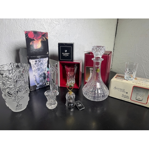 357 - Collection of Crystal Glassware. Some in original boxes. Include, Original Walther Glas Vase, Killar... 