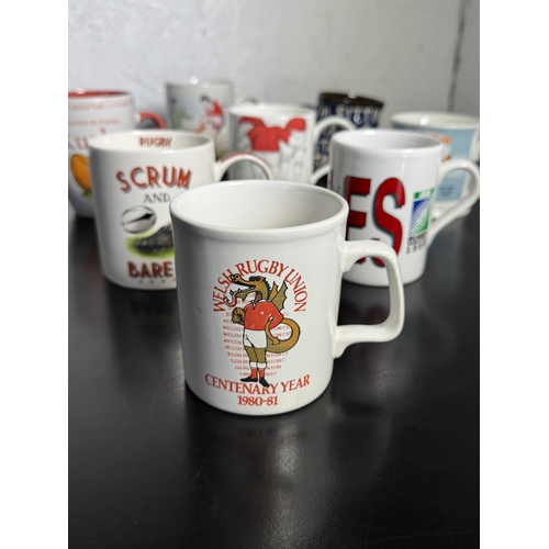 475 - A Collection Of Welsh Rugby & Sporting Mugs
