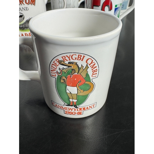 475 - A Collection Of Welsh Rugby & Sporting Mugs